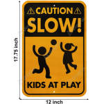 Reflective Aluminum Sign - Slow Down Kids At Play Reflective Aluminum Street Warning Sign